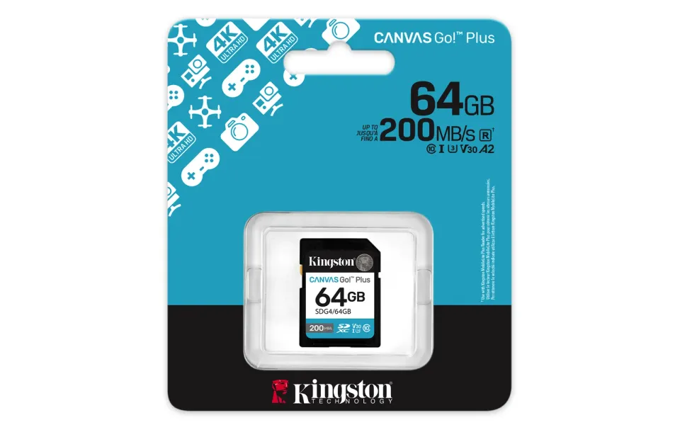 KINGSTON 64GB SDXC Canvas Go Plus Gen4 200MB/s C10 UHS-I U3 V30
