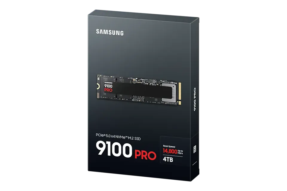 SAMSUNG 9100 PRO 4TB PCIe 5.0 NVMe SSD M.2 PCIe 5.0 x4 NVMe 2.0 (čtení max. 14800MB/s, zápis max. 13400MB/s)