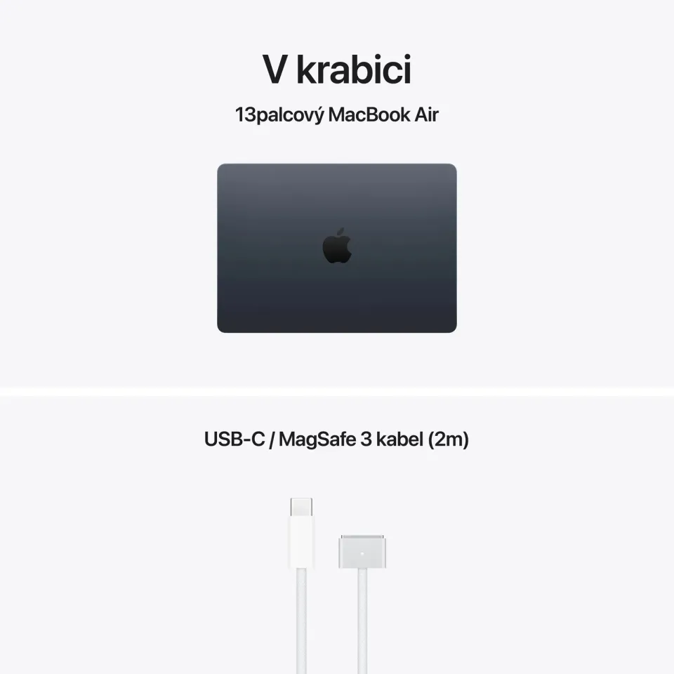 MacBook Air 13" M5 s 10jádrovým CPU a 8jádrovým GPU, 16GB, 512GB SSD – Midnight