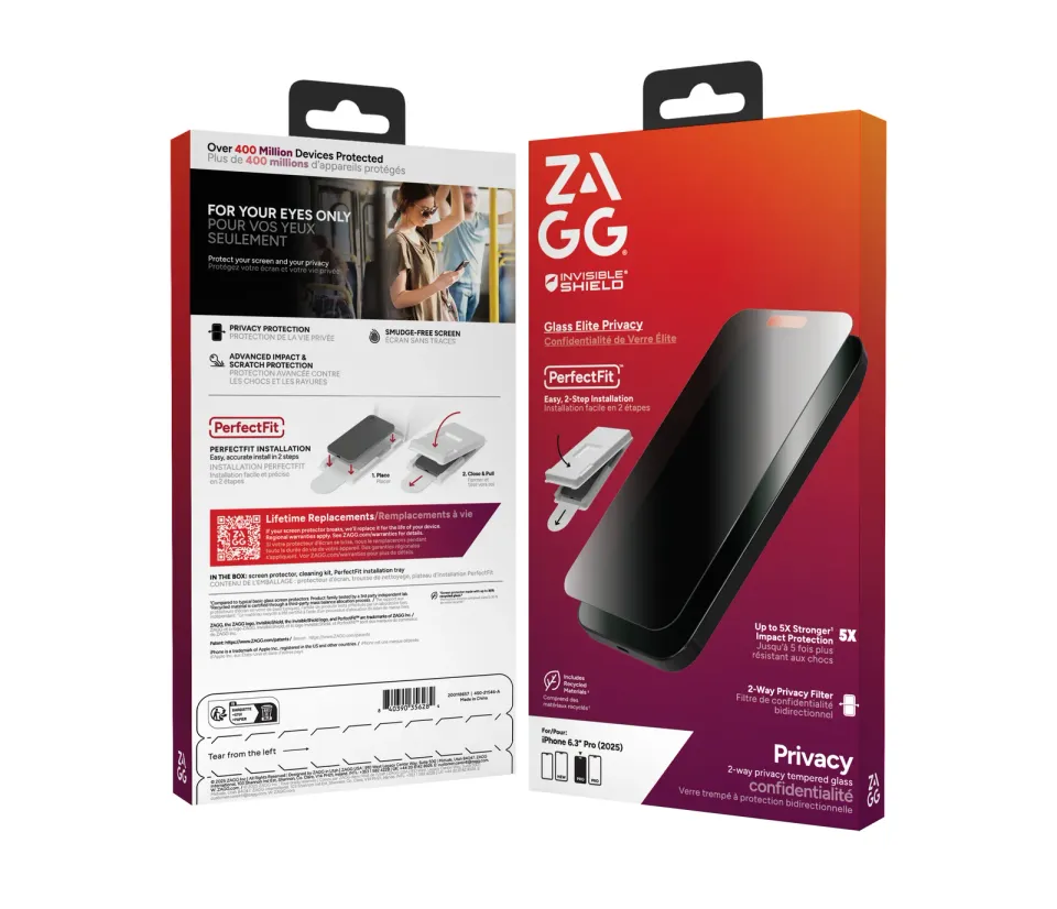 ZAGG Ochranné sklo GLASS Elite Privacy pro Apple iPhone 17 Pro