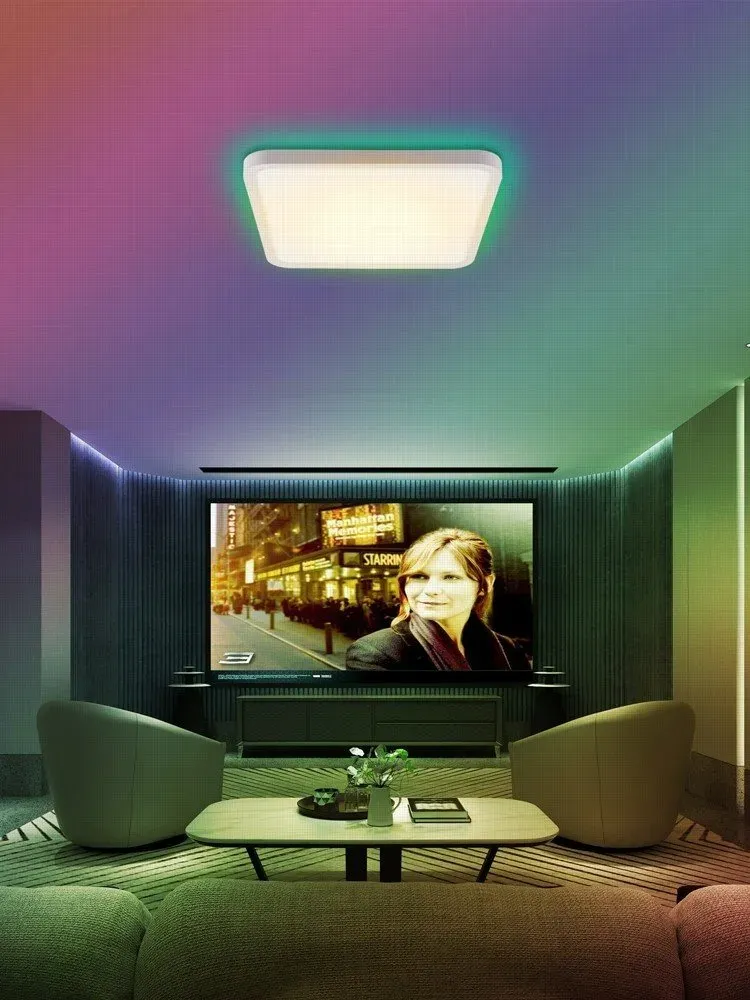 OPRAVENÉ - IMMAX NEO LITE TUDO SMART stropní svítidlo s RGB podsvícením 40x40cm, 50W Wi-Fi bílá, TUYA