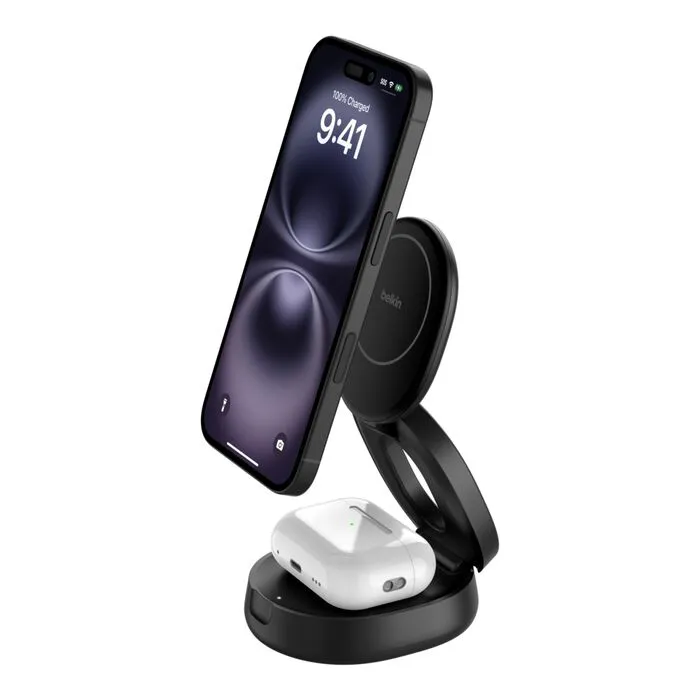 Belkin BOOST CHARGE Qi2 15W 2v1 Magnetická skládací nabíječka pro iPhone/Apple W (WIZ035kqBK)