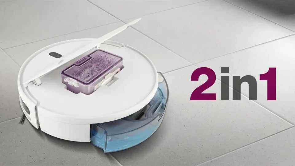 Salente R2, robotický vysavač, stírání vodou, nabíjecí stanice, bílý