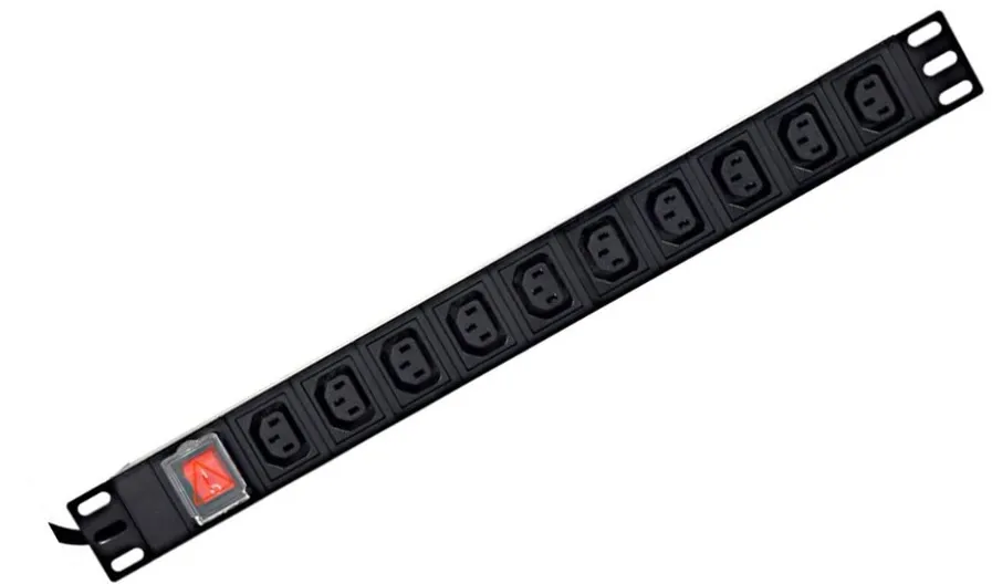 GEMBIRD rozvodná jednotka PDU s 10 zásuvkami C13, výška 1U, proud 16 A, zástrčka