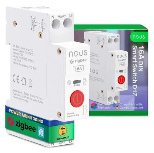 NOUS D1Z DIN smart integrovaný spínač, WiFi switch 16A, kompatibilní s ZigBee a Tuya