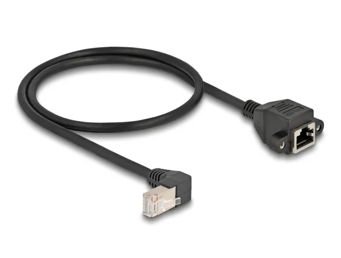 Delock Síťový prodlužovací kabel ze zástrčky S/FTP RJ45, pravoúhlý (90°), na int (80310)