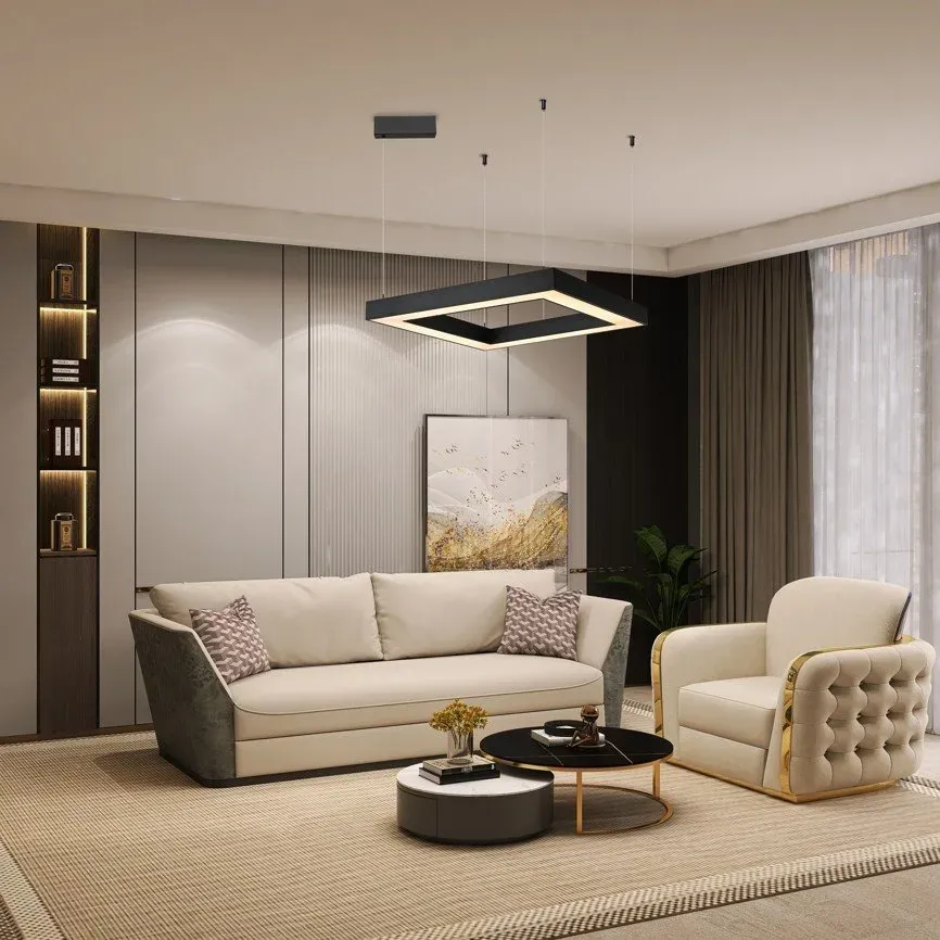IMMAX NEO CANTO SLIM SMART závěsné svítidlo 80x80x7cm 60W, černé, Zigbee 3.0, TUYA