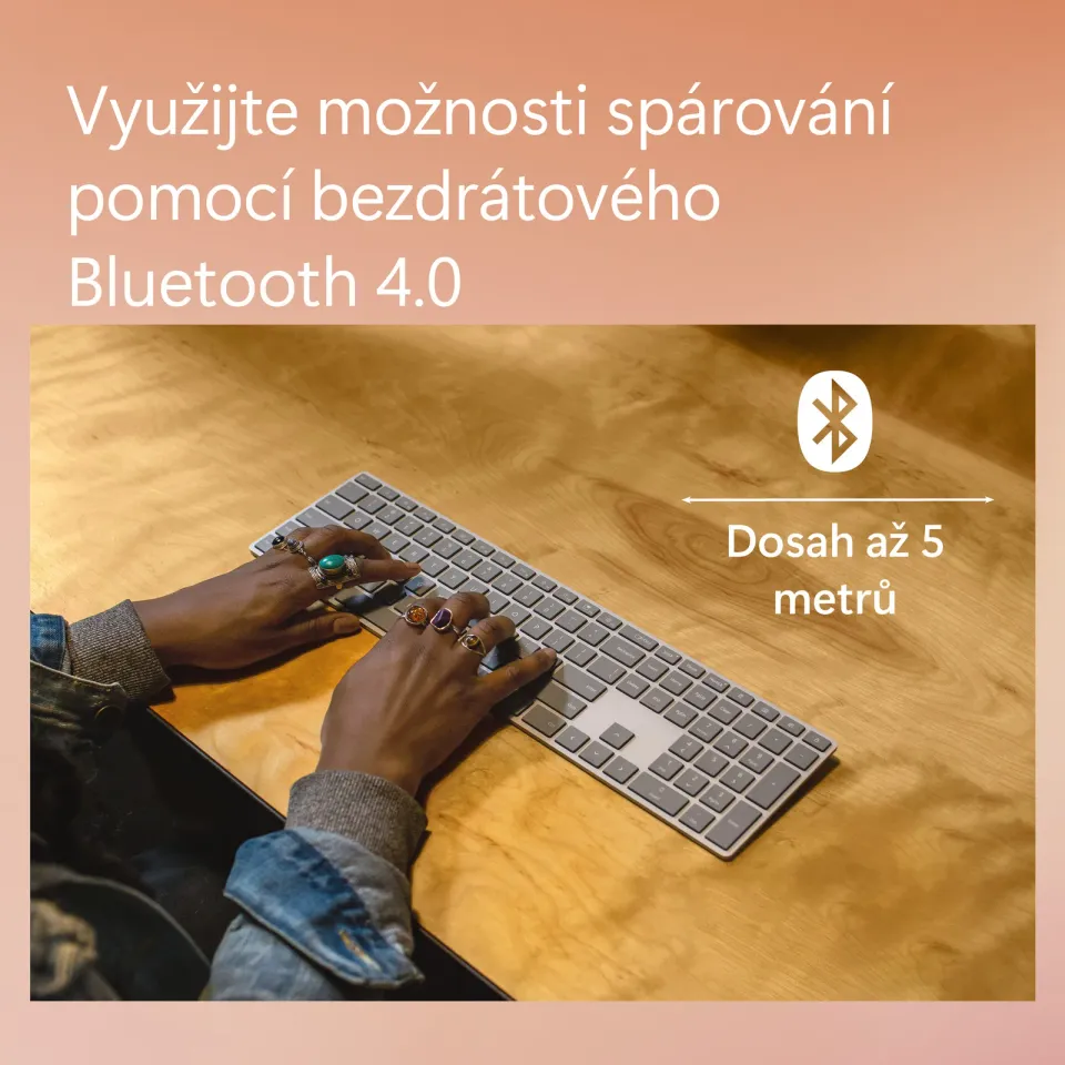 Microsoft Surface Keyboard (2. edice)/Bezdrátová Bluetooth/CZ-SK layout/Šedá