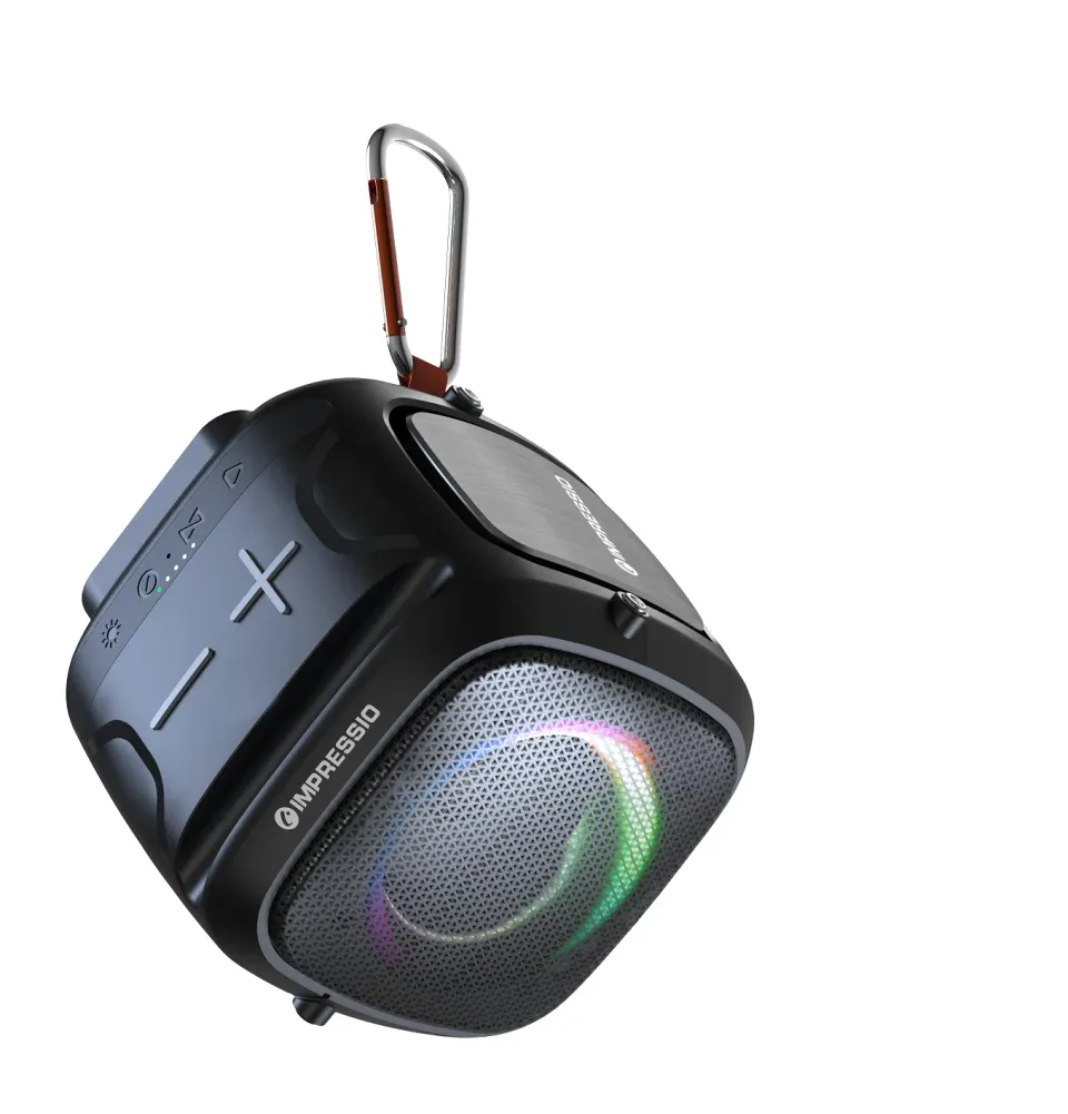 C-TECH reproduktor Impressio Qubis mini, bluetooth, čtečka, USB, AUX, RGB podsví