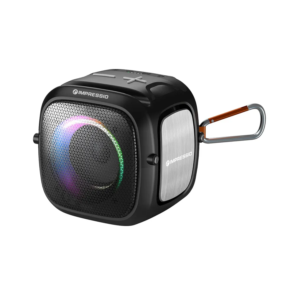 C-TECH reproduktor Impressio Qubis mini, bluetooth, čtečka, USB, AUX, RGB podsví