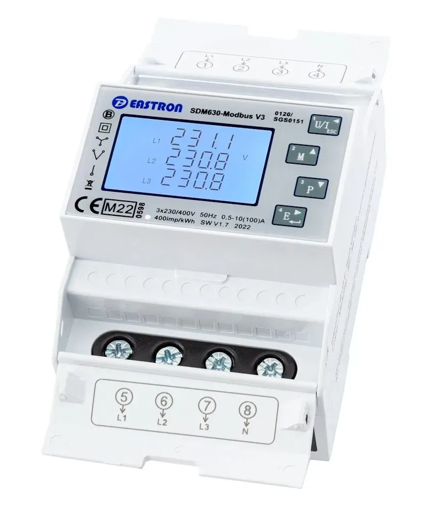 Eastron SDM630-MODBUS-MID, Modbus elektroměr, třífázový, 100A