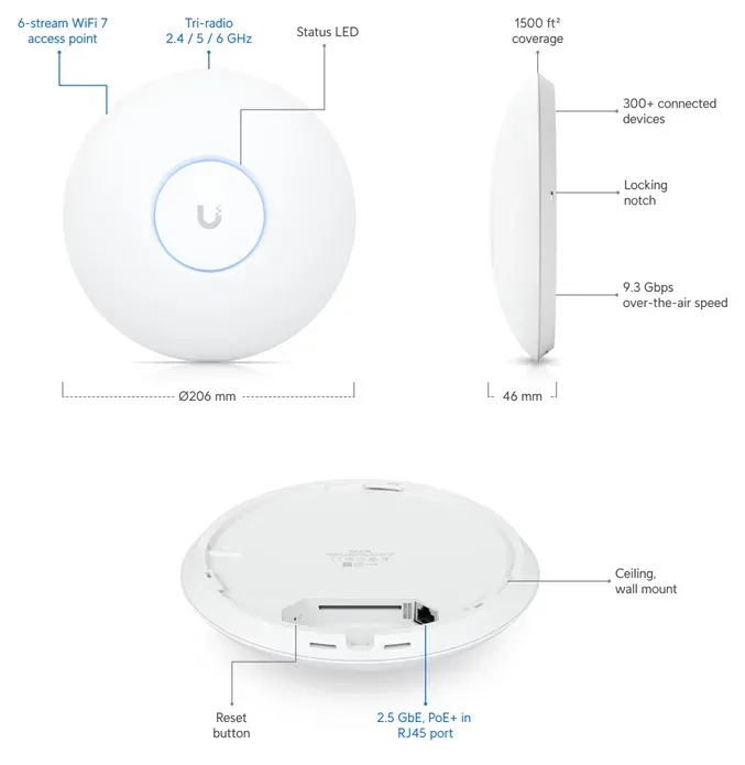 UBIQUITI UniFi AP U7-Pro-5 UniFi Access Point WiFi 7 Pro (sada 5 kusů)