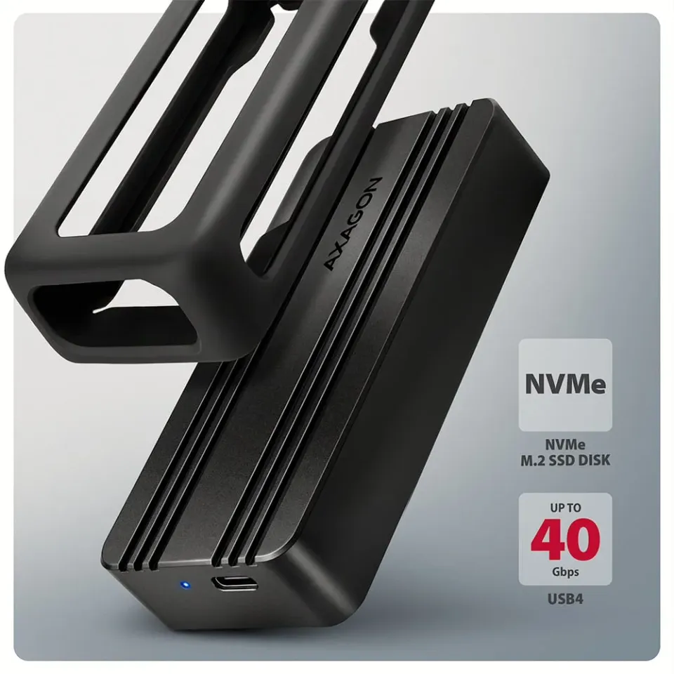 AXAGON EEM2-40G, USB-C 40Gbps externí box pro M.2 NVMe SSD, zesílený hliník
