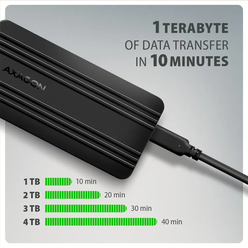 AXAGON EEM2-40G, USB-C 40Gbps externí box pro M.2 NVMe SSD, zesílený hliník