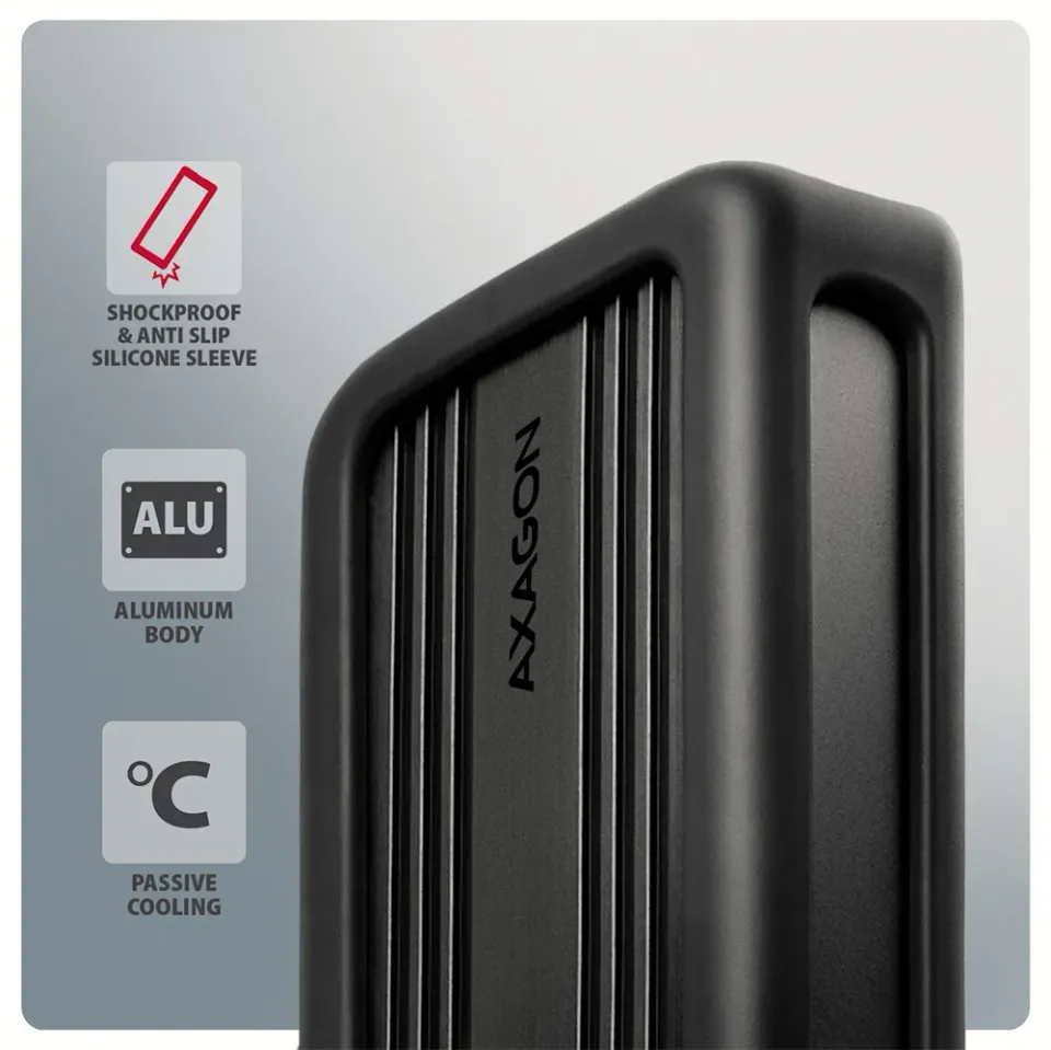 AXAGON EEM2-40G, USB-C 40Gbps externí box pro M.2 NVMe SSD, zesílený hliník