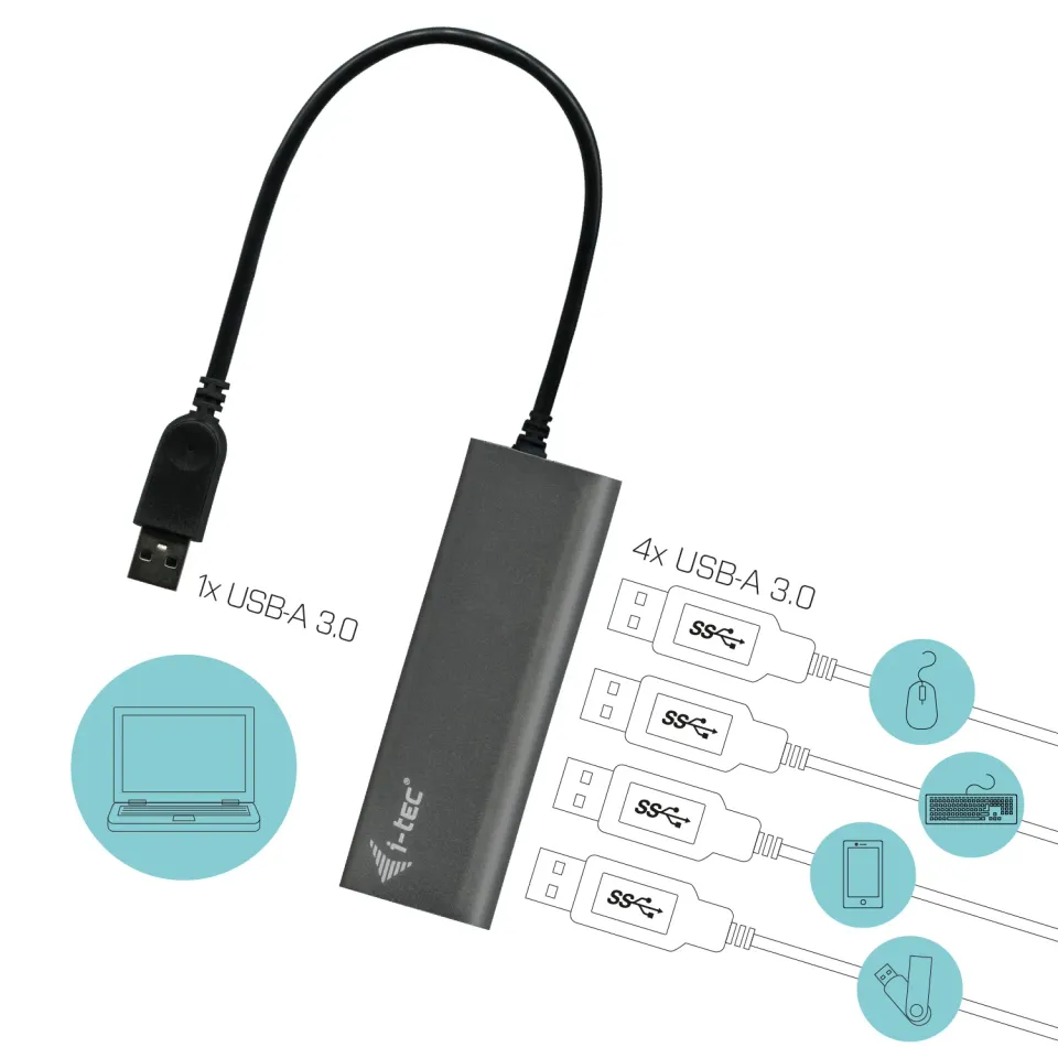 i-tec USB 3.0 Hub 4-Port se síťovým zdrojem