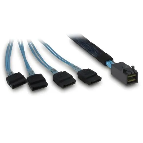 INTER-TECH kabel (SFF-8643) Mini-SAS HD na 4x SATA, cross-over, 0,7 m