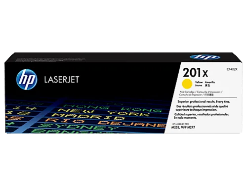 HP CF402X originální toner žlutý č.201X velký cca 2300 str. (HP CLJ M252, M277, M274, yellow, ColorSphere 3 Jetintelligence )