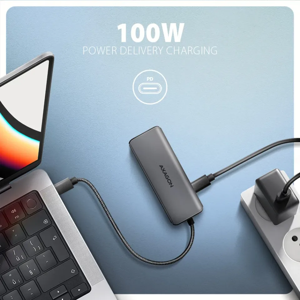 AXAGON HMC-5H8K, USB 5Gbps hub, 2x USB-A, USB-C, HDMI 8k/30Hz, PD 100W, kabel US
