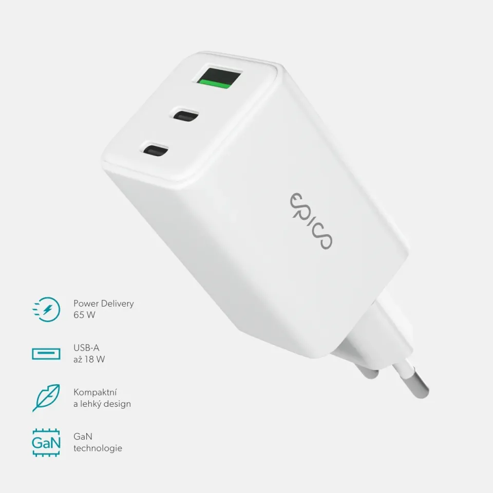 Epico UltraBoost GaN 65W síťový adaptér EA65 - bílá
