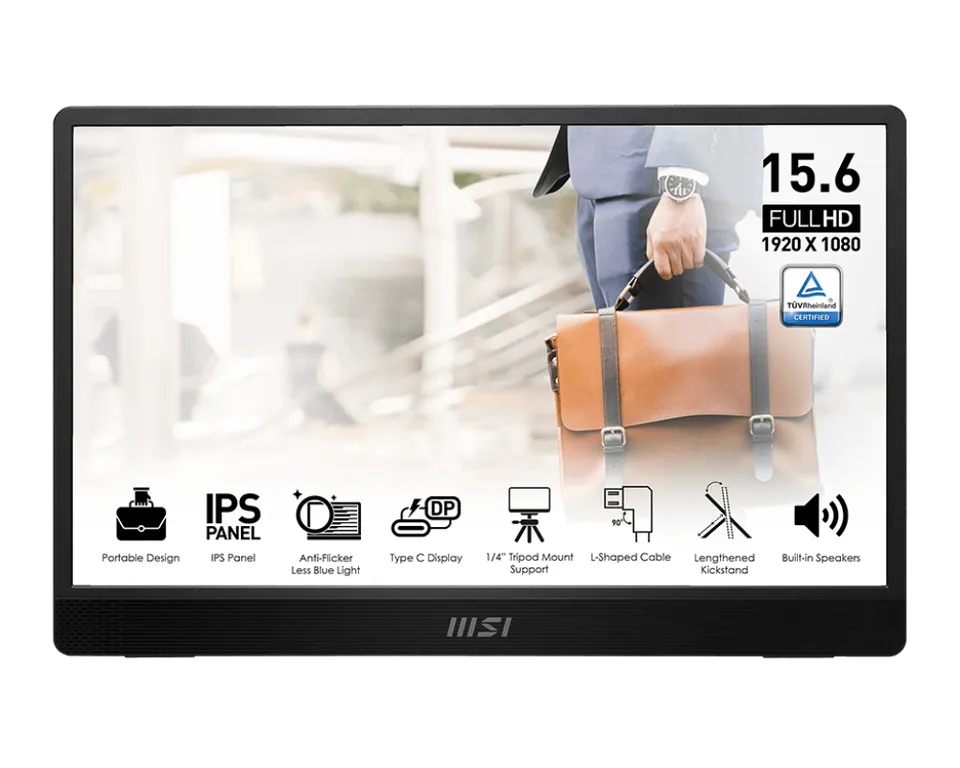 MSI přenosný ultra tenký monitor PRO MP161 E2, 15,6" IPS/1920 x 1080 FHD/60Hz/4m