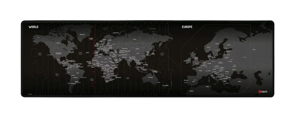 C-TECH podložka pod myš MP-01W (World) mapa světa, 900x270x4mm, obšité okraje