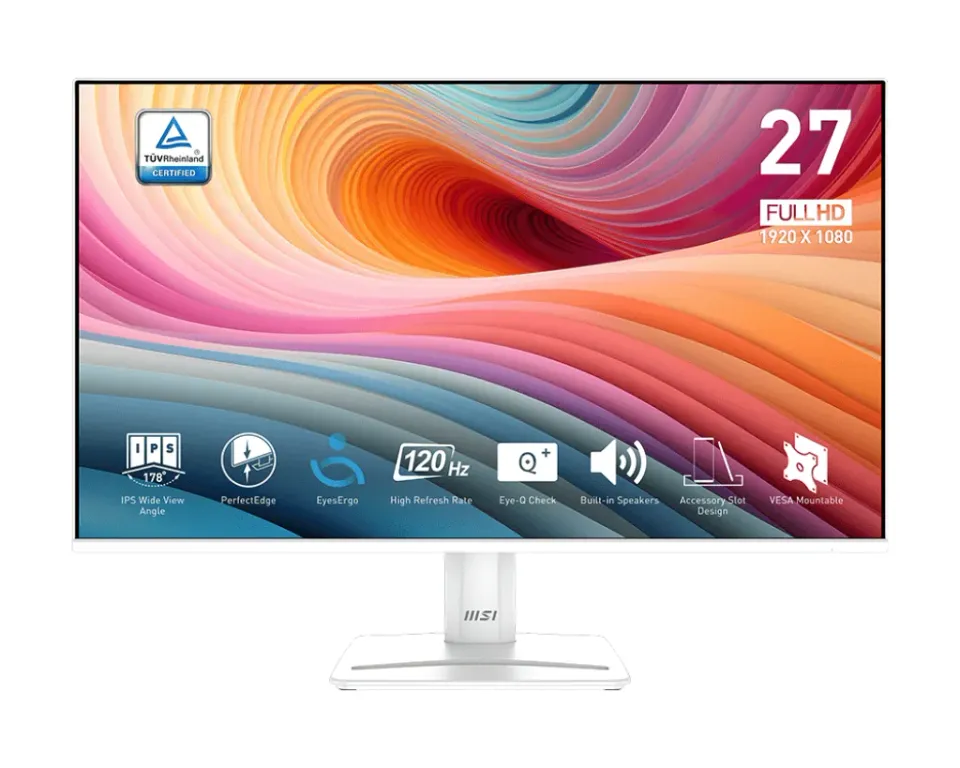 MSI monitor PRO MP275W E2, 27" IPS/1920 x 1080 (FHD)/120Hz/1ms/DP/HDMI/D-Sub/bíl
