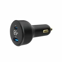GEMBIRD Nabíječka do auta, 1x USB, 1xUSB-C, rychlo-nabíječka, QC3.0, 65 W, černá