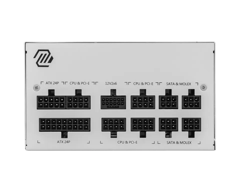 MSI zdroj MAG A850GL PCIE5 WHITE/ 850W/ ATX3.1/ akt. PFC/ 7 let celk. záruka/ 120mm fan/ modulární kabeláž/ 80PLUS Gold