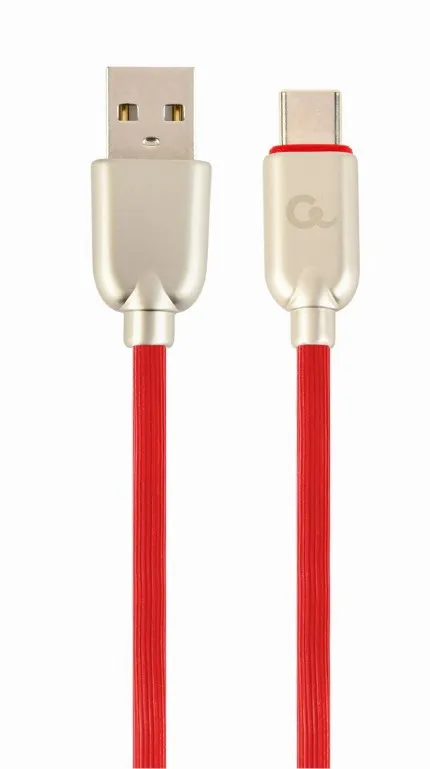 GEMBIRD CABLEXPERT Kabel USB 2.0 AM na Type-C kabel (AM/CM), 2m, pogumovaný, čer (CC-USB2R-AMCM-2M-R)