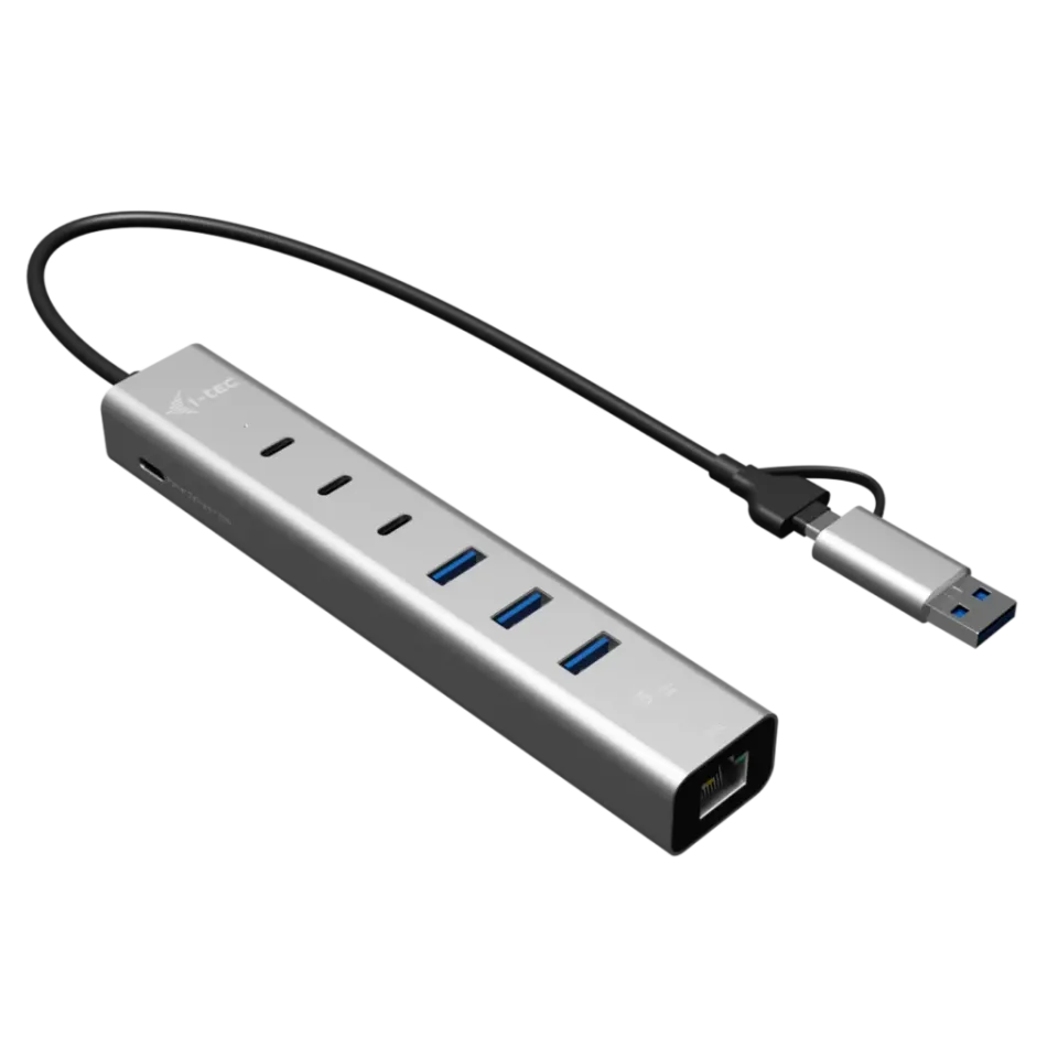 i-tec USB-C/USB-A Metal HUB 6 port (3x USB-C, 3x USB-A), LAN, Power Delivery 85W