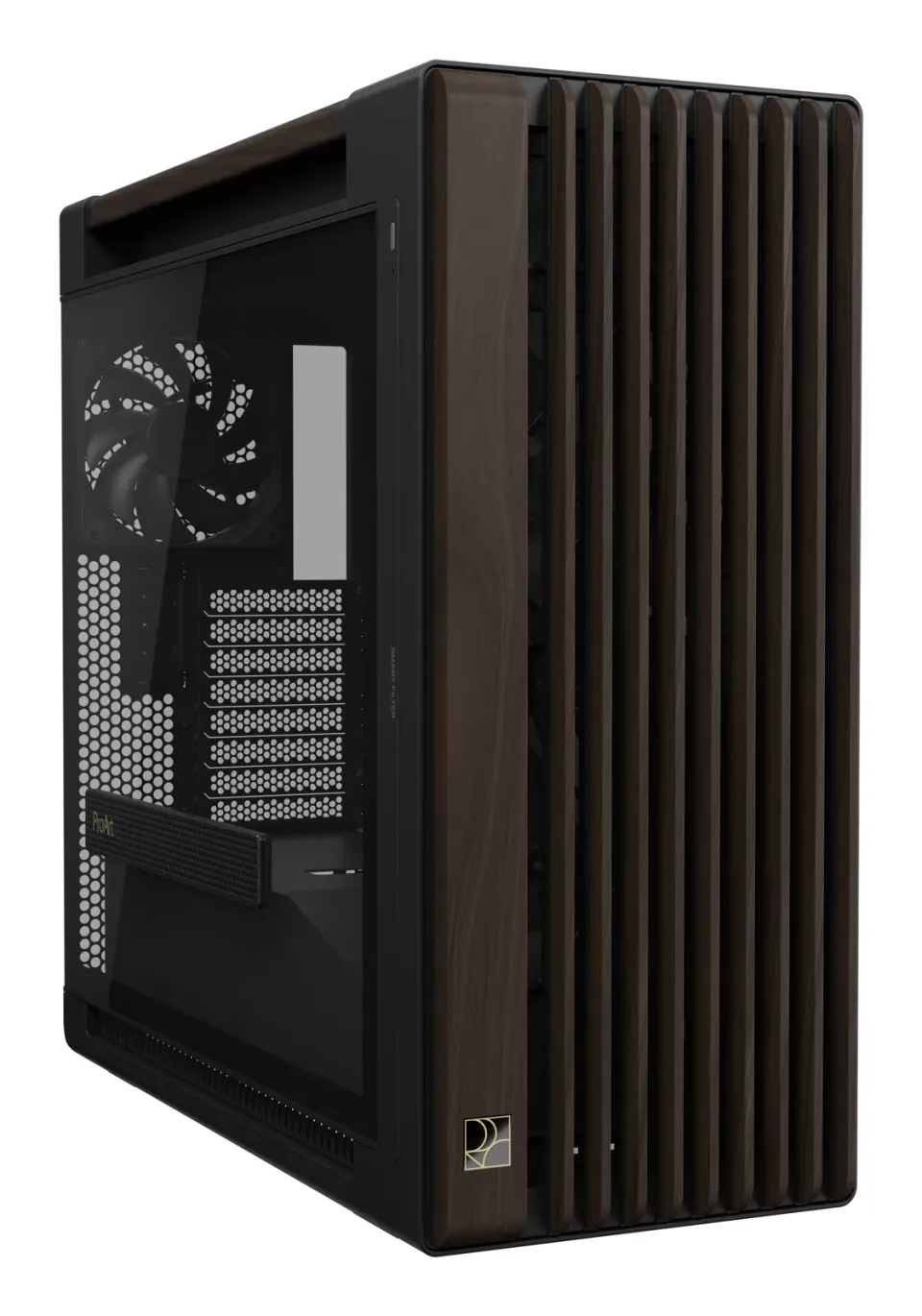 ASUS case PROART PA602 WALNUT WOOD MODERN TG, Mid Tower, průhledná bočnice, černá