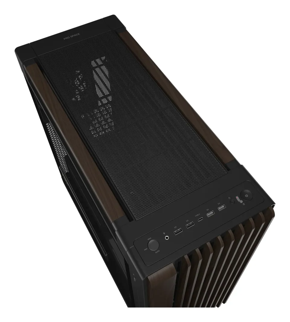 ASUS case PROART PA602 WALNUT WOOD MODERN TG, Mid Tower, průhledná bočnice, černá