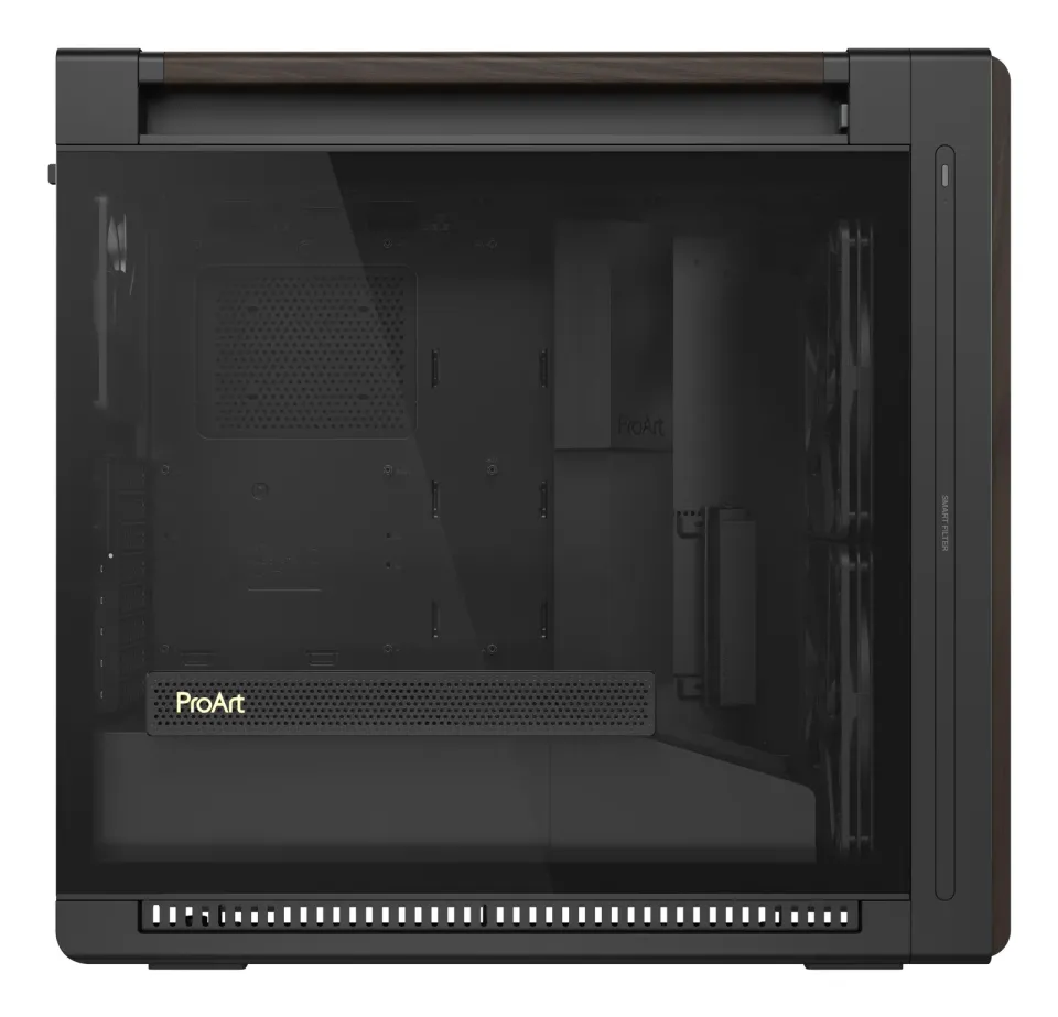 ASUS case PROART PA602 WALNUT WOOD MODERN TG, Mid Tower, průhledná bočnice, černá