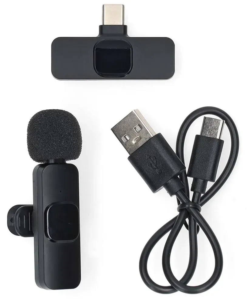 NEDIS bezdrátový mikrofon/ pro notebook / Smartphone / Tablet/ vypínač/ USB-C zásuvka/ kabel 1,8m/ černý