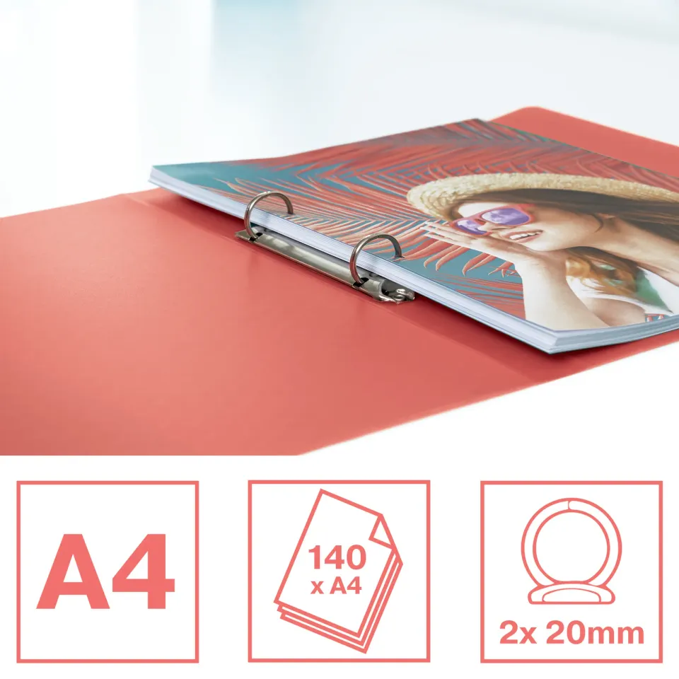 Esselte desky s 2kroužkovým mechanismem Colour'Breeze, korálová