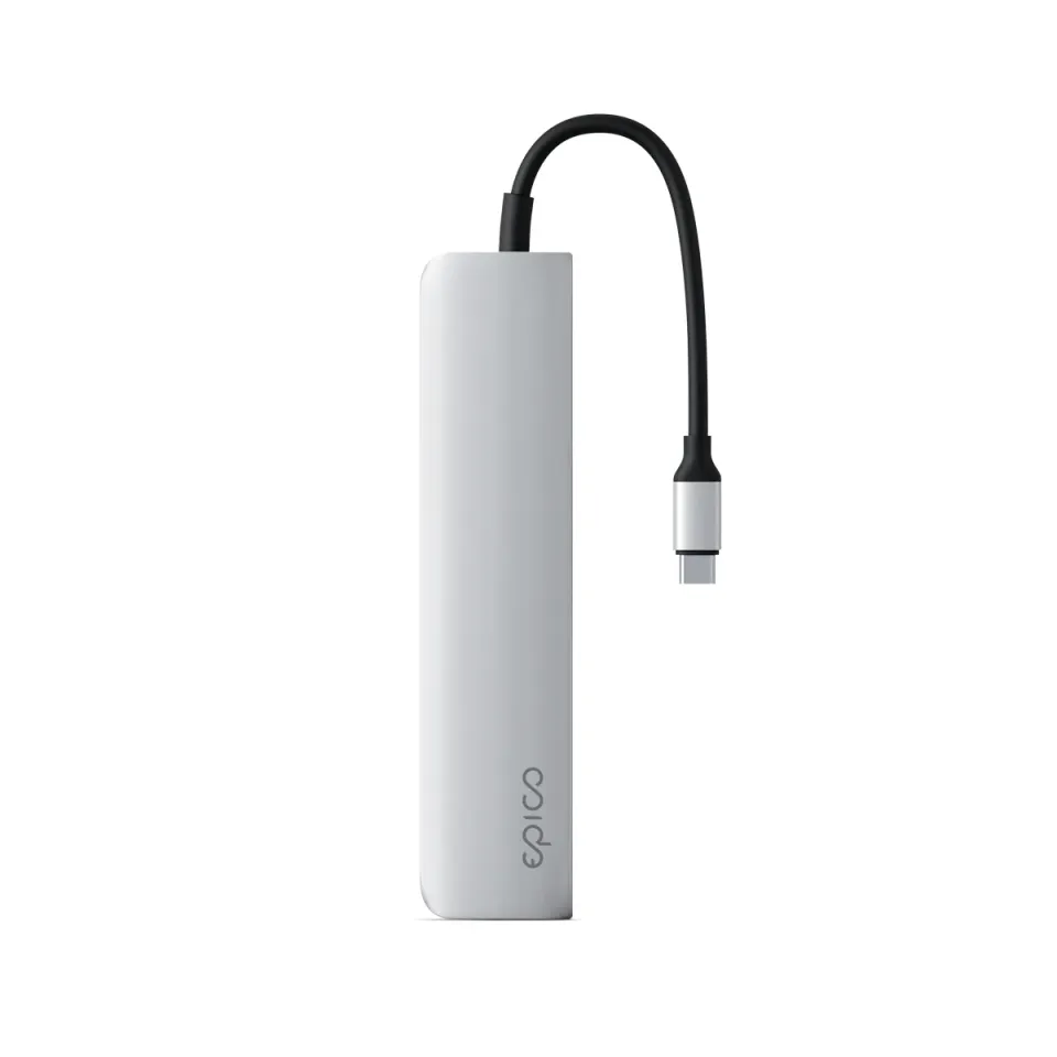 Epico 6v1 hliníkový USB-C 8K hub - stříbrná
