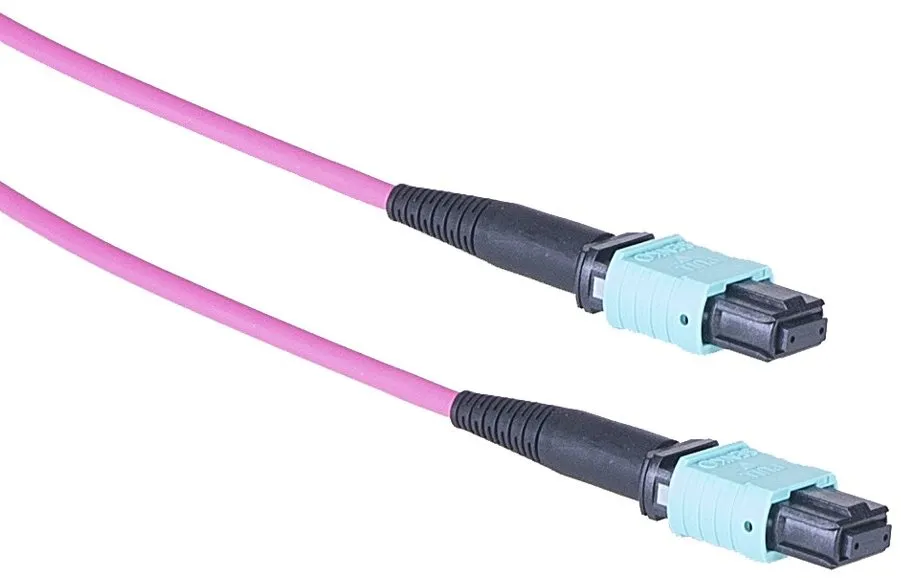 Masterlan optický MPO patch cord, MPOupc/MPOupc, female, MM, OM4, 12 vláken, Typ B, 1m