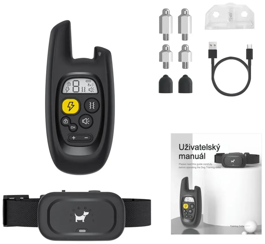HELMER elektronický výcvikový obojek pro psy TC 400/ dosah 400 m/ IP67/ šířka obojku 2 cm/ délka obojku 70 cm