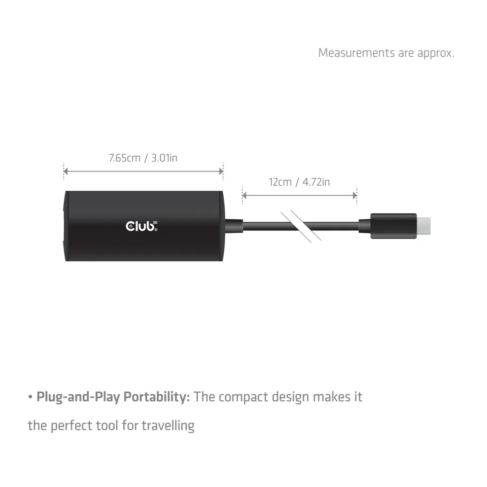 Club3D Adaptér USB-C na RJ45, 10Gb, M/F, 12cm