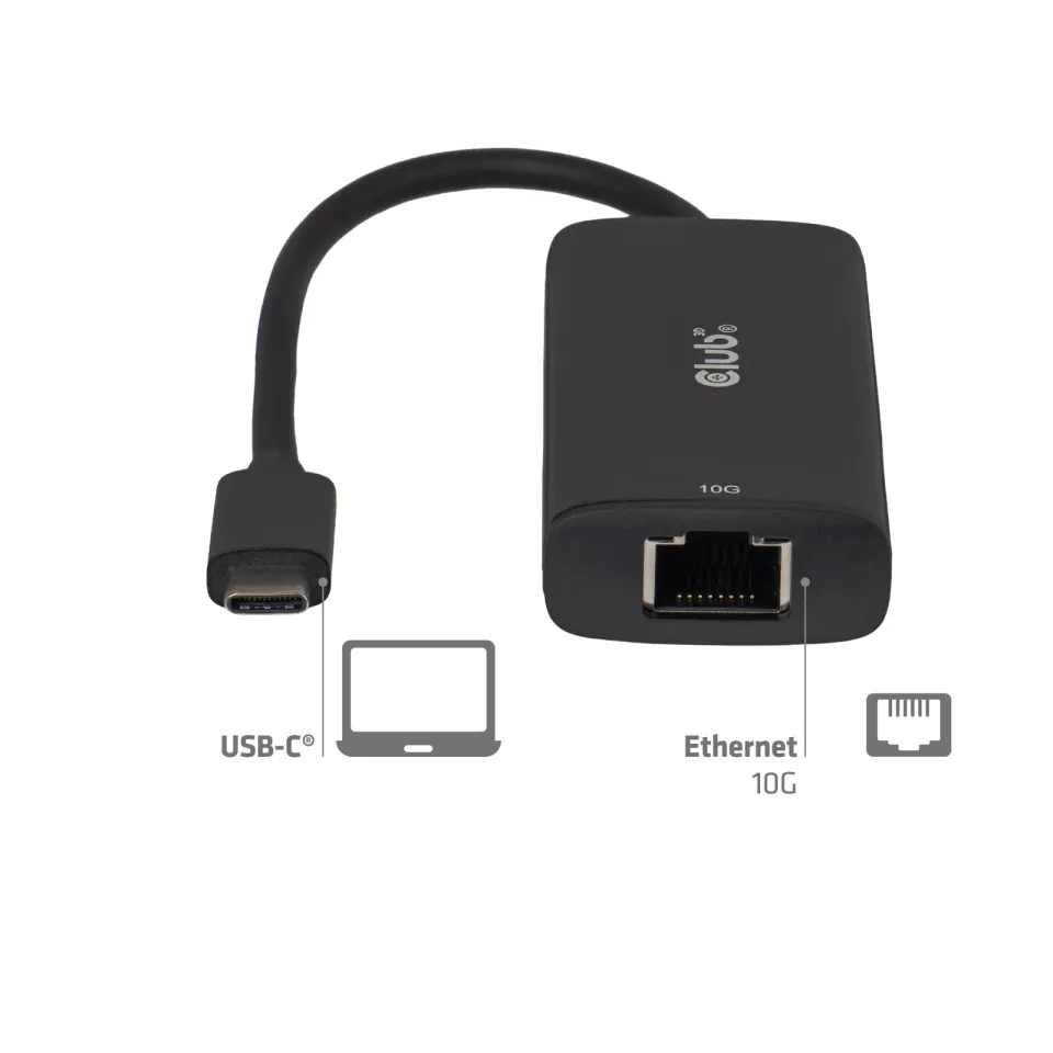 Club3D Adaptér USB-C na RJ45, 10Gb, M/F, 12cm