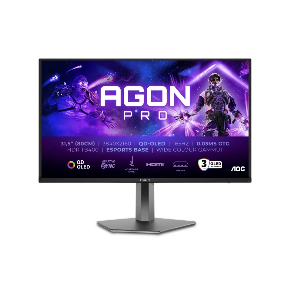 AOC AGON PRO/AG326UD/31,5"/QD-OLED/4K UHD/165Hz/0,03ms/Black/3R