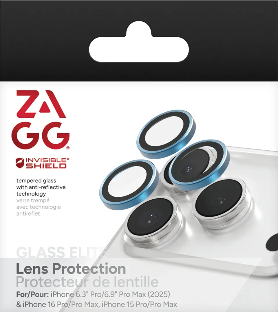 ZAGG Ochranná čočka Premium pro Apple iPhone 17 Pro/Pro Max/16 Pro/Pro Max/15 Pro/Pro Max - modrá