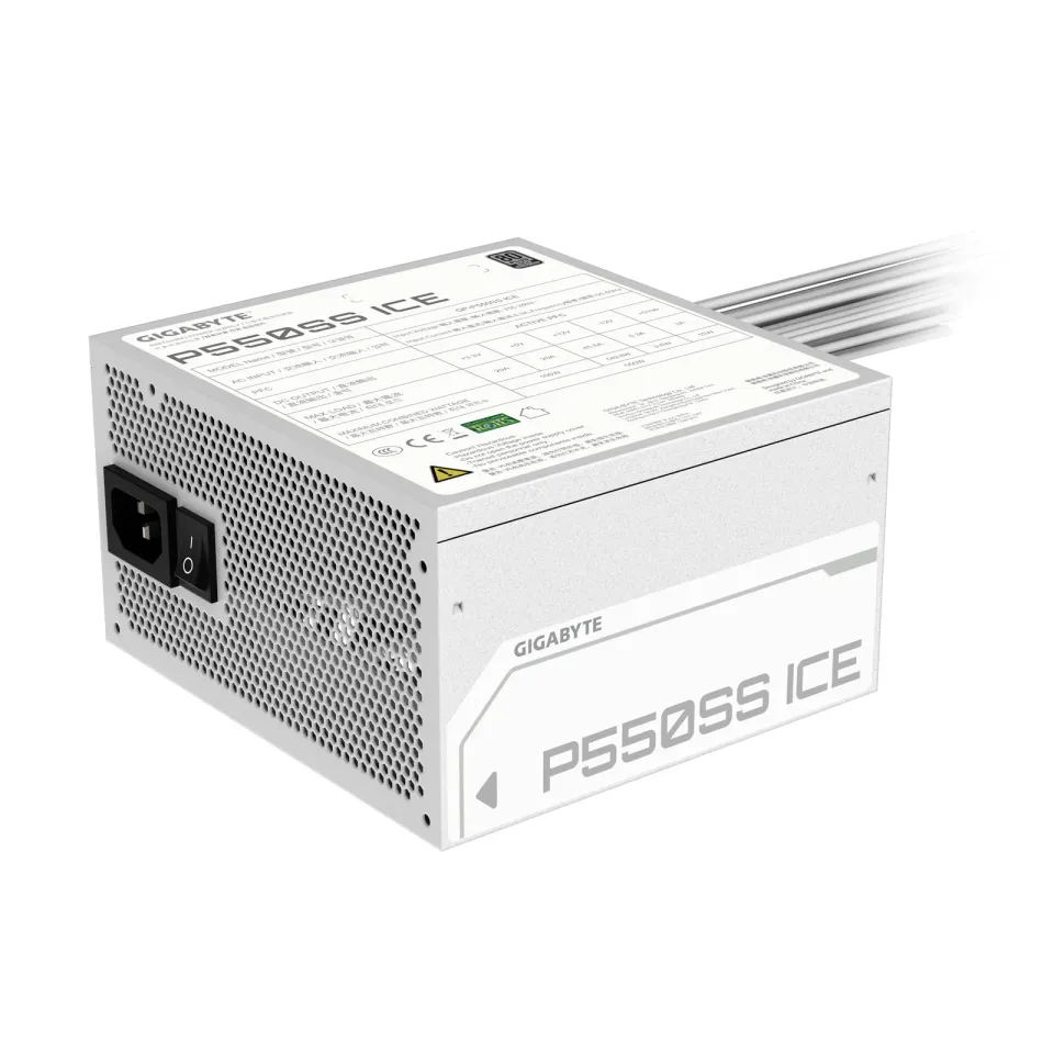 GIGABYTE zdroj P550SS ICE, 550W, 80+ Silver, 120mm, ATX 3.0, bílá