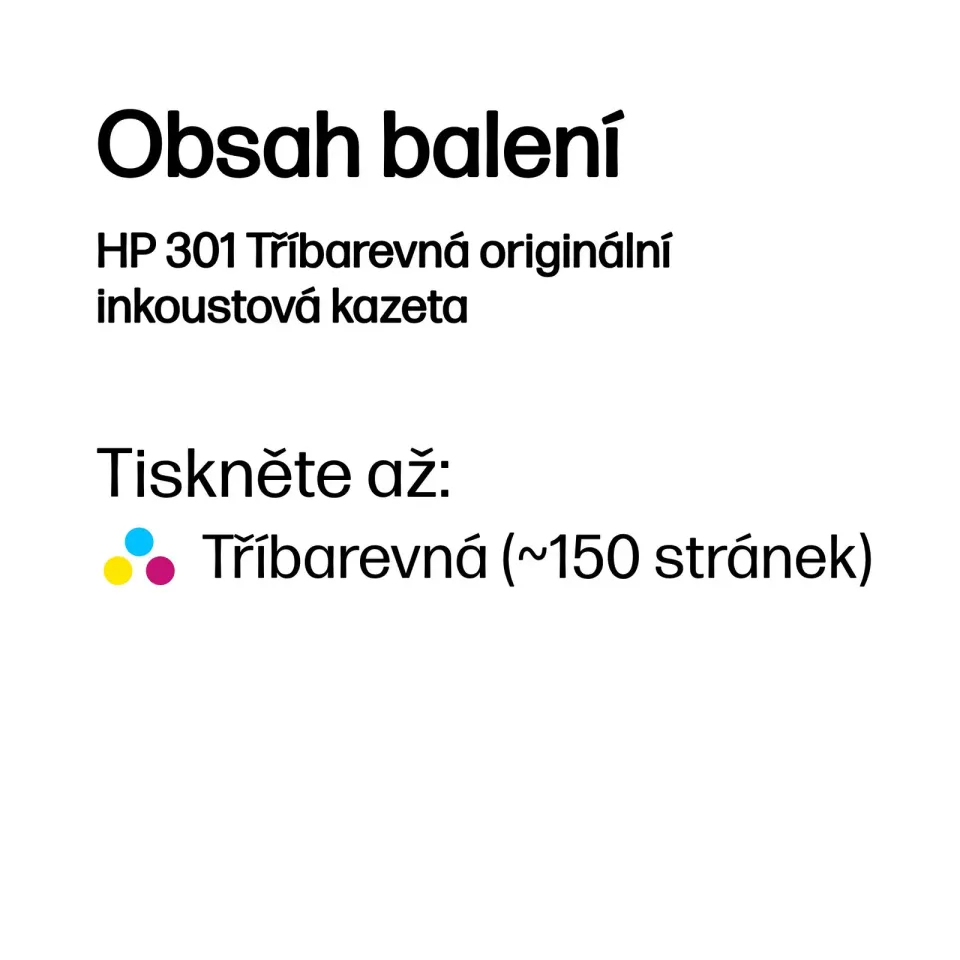 HP CH562EE náplň č.301 color, barevná (150stran, pro Deskjet 1050, 1510, 2050, 2514, OJ2620)
