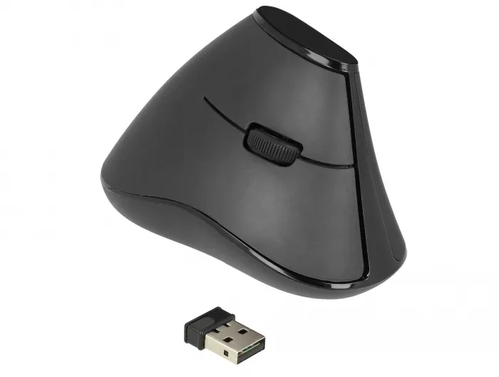 Delock Ergonomická vertikální optická 5-tlačítková myš 2,4 GHz bezdrátová - tich