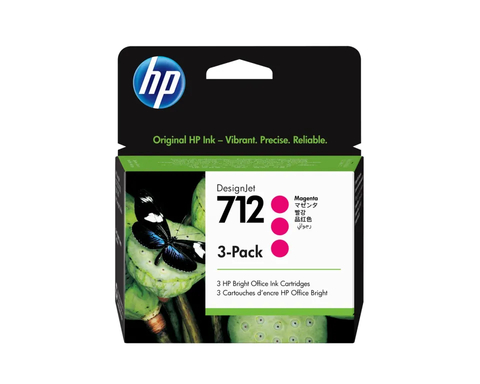 HP 3ED78A náplň 3x č.712 purpurová (= 3x 29ml) (magenta, pro DesignJet T210, T230, T250)