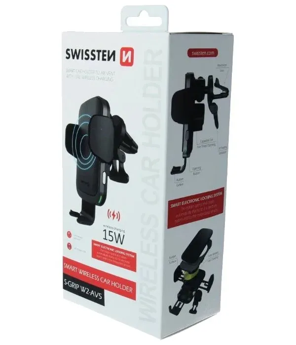 Swissten smart držák do ventilace auta s bezdrátovým nabíjením 15ws-grip w2-av5