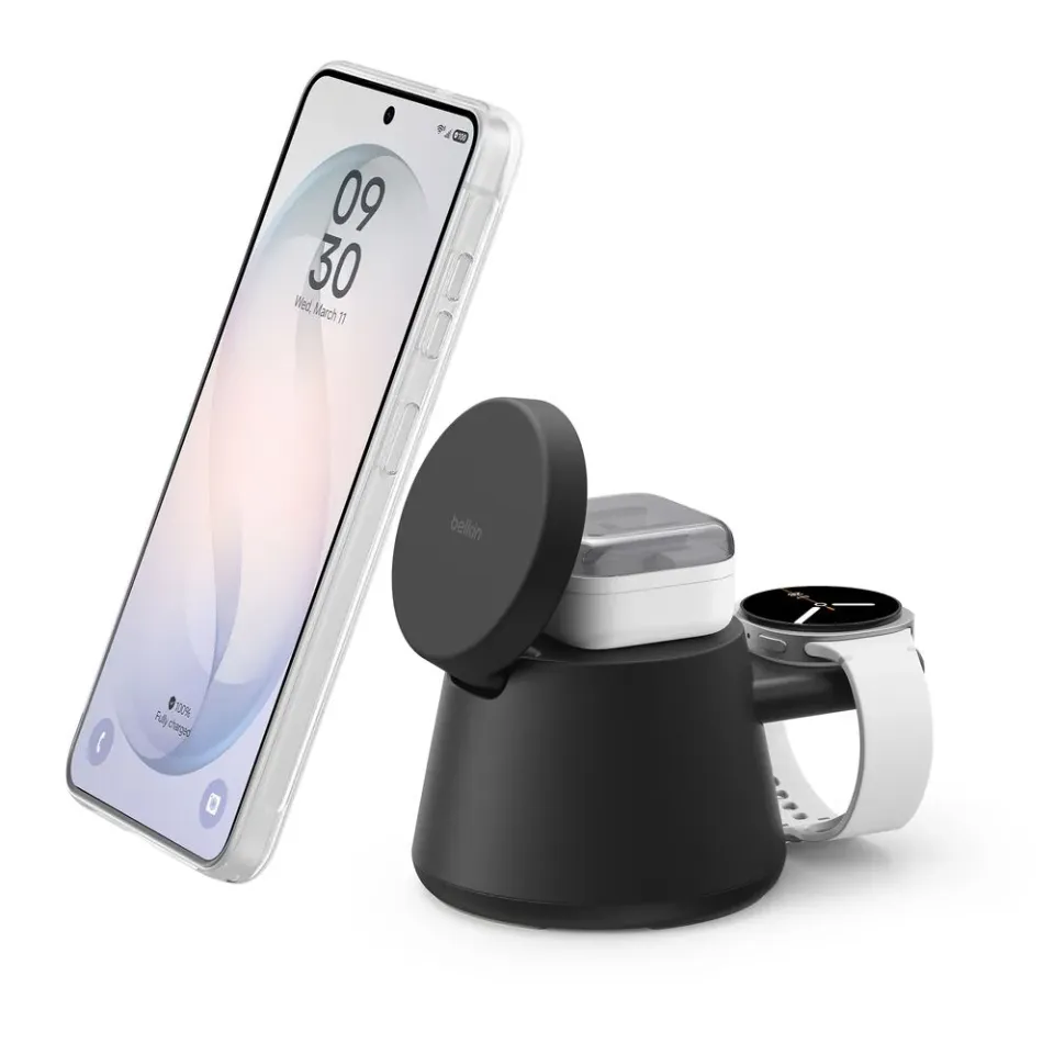 Belkin UltraCharge 25w Qi2 3in1 Modular Charging Dock, White