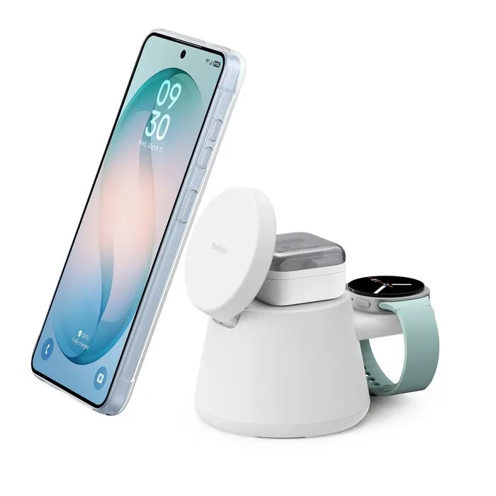 Belkin UltraCharge 25w Qi2 3in1 Modular Charging Dock, White